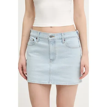 Dámská sukně Džínová sukně Abercrombie & Fitch modrá barva, mini, KI143-5085 KI143.5085.280 50X, vel. 30