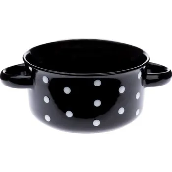 Miska 560ml ČERNÁ, BÍLÝ PUNTÍK, d13,5 6,8cm, keramika
