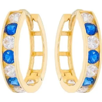 Náušnice Zlaté kroužky s modrými zirkony Ø 14 mm