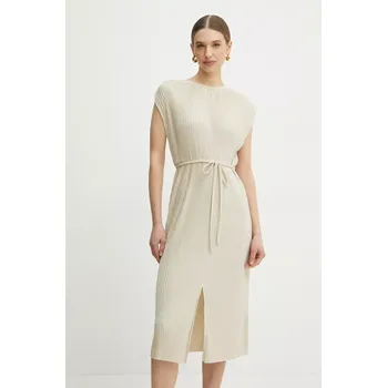 Dámské šaty Šaty BOSS béžová barva, midi, 50521881 80X, vel. XL
