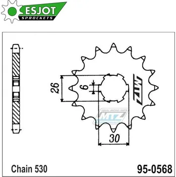 Řetězová sada pro motocykl Kolečko řetězové (pastorek) 0568-17zubů ESJOT 50-35012-17 - XS500+XS650 + TX650 95-0568-17-ES