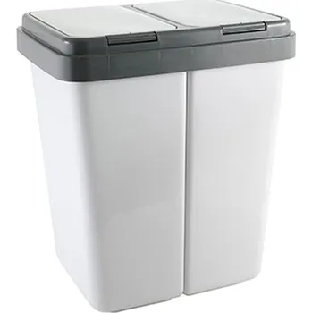 Odpadkový koš Koš odp.2x23l DUO, hran., výklop, granit, plast