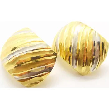 Náušnice Klenoty Budín Dámské obrovské zlaté gravírované náušnice z bílého a žlutého zlata 585/4,04gr HK2318 (Klenoty Budín Dámské obrovské zlaté gravírované náušnice z bílého a žlutého zlata 585/4,04gr HK2318)