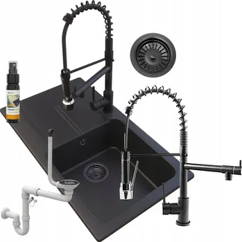 Granitový dřez Jednokomorový dřez Granitan TASOS, černý granit