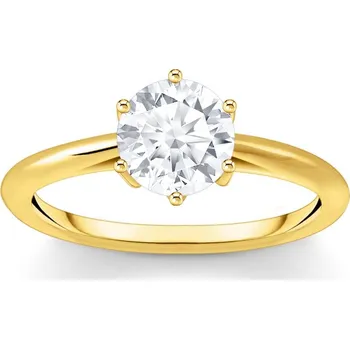 Prsten Thomas Sabo TR2474-414-14-56 Gold-plated prstýnek with white Stone in Brilliant-cut