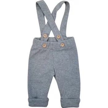 Dupačky Žebrované rostoucí legíny se šlemi na knoflíky - šedé melírová, Velikost koj. oblečení 56/62 (0-3m)