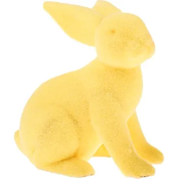 Velikonoční dekorace Casa de Engel Plastový flokovaný zajíc - žlutý, 29 cm