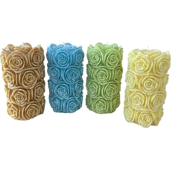 Výroba svíčky DANNY MADE Svíčka válec s růžemi Barva: Zelená