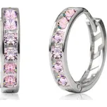 Couple, Dívčí kruhové náušnice Elaxi II, bílé zlato s růžovými zirkony, 585-66-3-0364.1B00.0.11.008.61