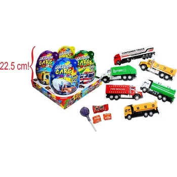 Bonbon Plastové vajíčko ULTRA MEGA XXXL 4v1 50 g SUPER BIG CAR - s velkým autíčkem (veliké cca 25 cm / cukrovinky a hračka / lízátko, žvýkačka, AUTÍČKO, bonbónky / s truckem)