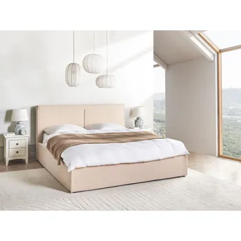Postel Postel béžová 180 x 200 cm buklé čalounění s úložným prostorem a roštem moderní styl ložnice Beliani