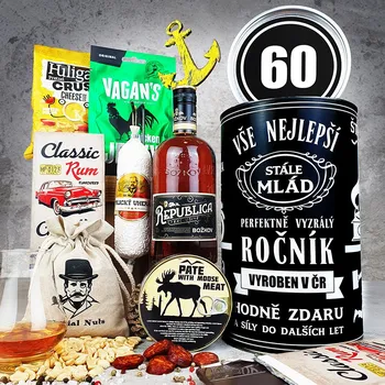 Dárkový potravinový koš Dárkové balení pro muže s rumem Republica