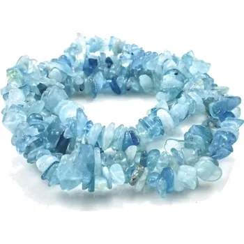 Materiál na výrobu šperku Akvamarín, vrtané zlomky – 20 cm návleku