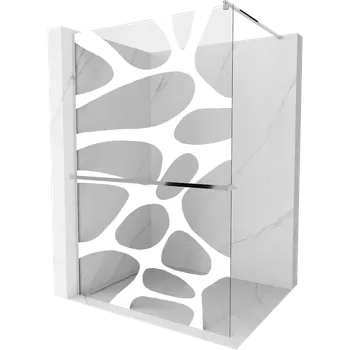 Mexen Kioto+ sprchová stěna s policí Walk-in 110 x 200 cm, bílá vlna, chrom - 800-110-121-01-97 Sprchové stěny