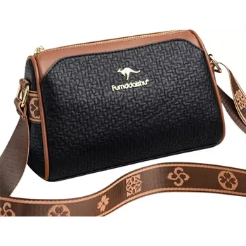 Kabelka Elegantní kabelka DK136 (Prostorná dámská kožená kabelka se širokým popruhem, černá, 23 x 15 x 8 cm)