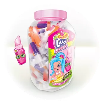 Rtěnka SWEET LILLY LIPSTICK - rtěnky z ovocného komprimátu 5 g - dóza 125 ks (CANDY LIPSTICK / dóza 125 ks)