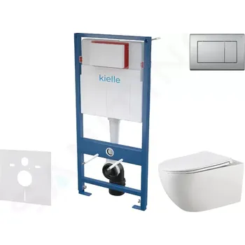 Klozet kielle Set předstěnové instalace, klozetu Gaia, sedátka softclose a tlačítka Gemini III, matný chrom 30505SS49