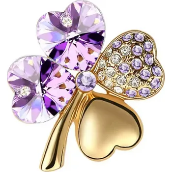 Brož Gaira® Brož Čtyřlístek 313001 Zlato-zelený, Barva světle fialová