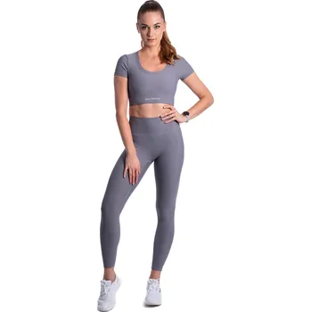 Dámské legíny BrainMax žebrované legíny s vysokým pasem, šedá Velikost: L Sportovní žebrované legíny pro ženy