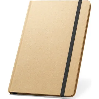 Zápisník Zápisník A5 linkovaný s pevnou vazbou přírodní, barevná gumička černá