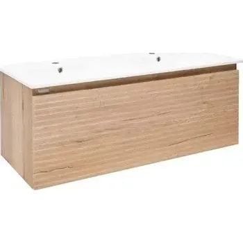 Koupelnový nábytek Koupelnová skříňka s dvojumyvadlem Naturel Savona 118x43x44,8 cm dub halifax mat SAVONA120DH