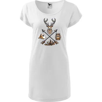 Dámské šaty DOBRÝ TRIKO Dámské tričko/šaty Jelen a šípy Velikost: L, Barva: Bílá