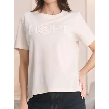 Dámské tričko Sinsay - Tričko s krátkým rukávem - béžová - 8756J-02X - 8756J-02X-XS