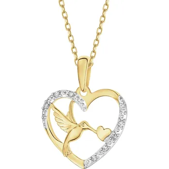 Přívěsek Zlatý přívěsek s diamanty - kolibřík, srdce - 0,03 ct - ryzost 585 - 220.918