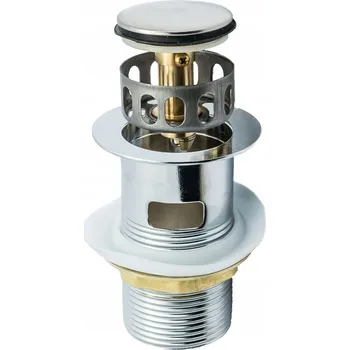 Sifon Zátka s přepadem automatická, klik-klak, se sítkem kulatý Aquaparts stříbrná