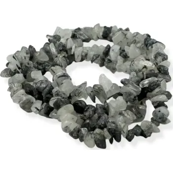 Materiál na výrobu šperku Turmalín v křišťálu, vrtané zlomky – 20 cm návleku