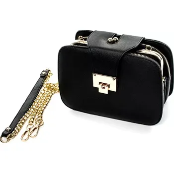 Kabelka Dámská kabelka DK38 (Prostoná dámská kožená kabelka, 2x kapsa na zip, 1x kapsa na patentku, barva černá)