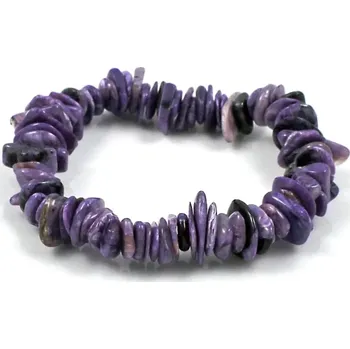 Drahý kámen Čaroit vrtané zlomky – chipsy na gumičce