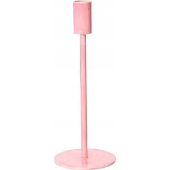 Obraz Hliníkový svícen růžovo-lososový vysoký jednoduchý dekorativní 23 cm