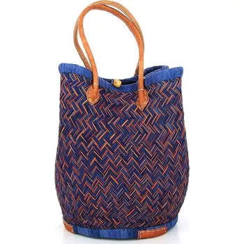 Nákupní košík GLOBO Fair Trade Partner Stahovací taška z trávy juncus z Madagaskaru, jeans