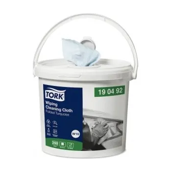 Papírový ručník Čistící utěrky Tork Low-Lint, role se středovým odvíjením v přenosném balení Handy Bucket, 60 m, tyrkysové