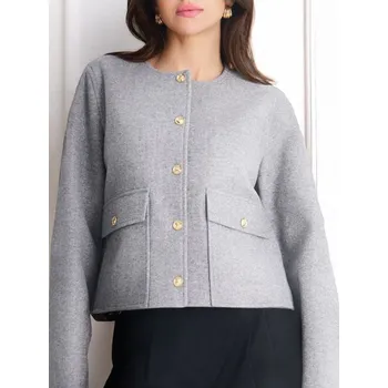 Sinsay - Zkrácená bunda - šedá - 153EM-09M - 153EM-09M-XXS