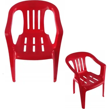 Dětská plastová židlička se zádovou opěrkou, červená