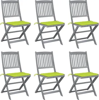 OMAXI Skládací zahradní židle s poduškami 6 ks masivní akáciové dřevo 296943