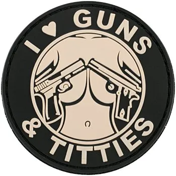 Nášivka Nášivka na suchý zip GUNS & TITTIES PVC 2
