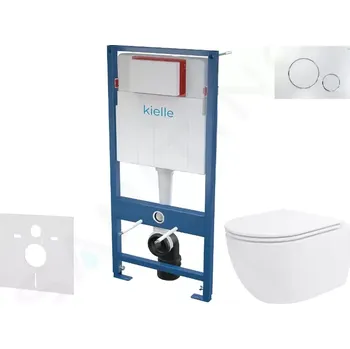 Klozet kielle Set předstěnové instalace, klozetu Oudee Vortex, sedátka softclose a tlačítka Gemini II, lesklý chrom 30505SS92