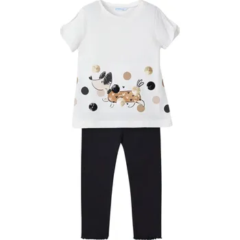 MAYORAL dívčí set 2 ks tričko KR s legíny pejsek bílá, černá vel. 110 cm