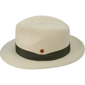 Klobouk Panamský klobouk Trilby bělený se šedou stuhou - ručně pletený, UV faktor 60 - Mayser Maleo Velikost: 59 cm (L)