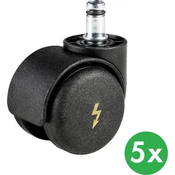 Antares Antistatická kolečka pro kancelářské židle, 50 mm, pro měkké podlahy, sada 5 ks