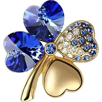 Brož Gaira® Brož Čtyřlístek 313001 Zlato-zelený, Barva tmavě modrá