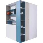 Šatní skříň Planet PL1 L/P - Bílá Lux + Dub + Modrá