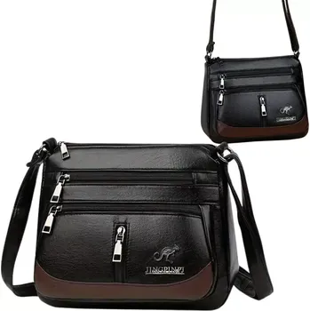 Kabelka Kožená taška přes rameno - retro (Dámská kožená taška/kabelka přes rameno, měkká ekologická kůže)