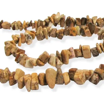 Materiál na výrobu šperku Jaspis pískový, vrtané zlomky – 20 cm návleku