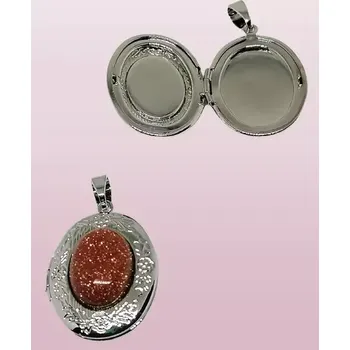 Přívěsek Otevírací medailonek s avanturínem zlatým oválný