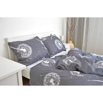 Povlečení Bavlněný povlak na polštář 70x90 - Pampelišky šedé II.jakost Zapínání: zip, Velikost polštáře: 70x90