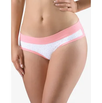 Kalhotky GINA dámské kalhotky francouzské, šité, bokové, s potiskem Disco XVIII 14158P Barva: starorůžová bílá, Velikost: 34/36